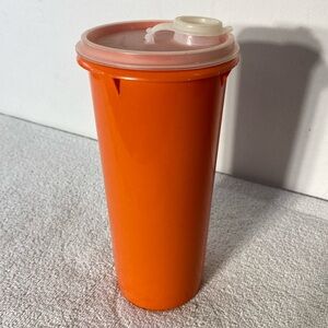 Vintage Tupperware Harvest Orange Tall Round Canister W Lid & Pour Spout